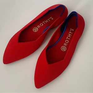 Rothy’s Red pointed toe flats washable removable inner soles flexible 7.5